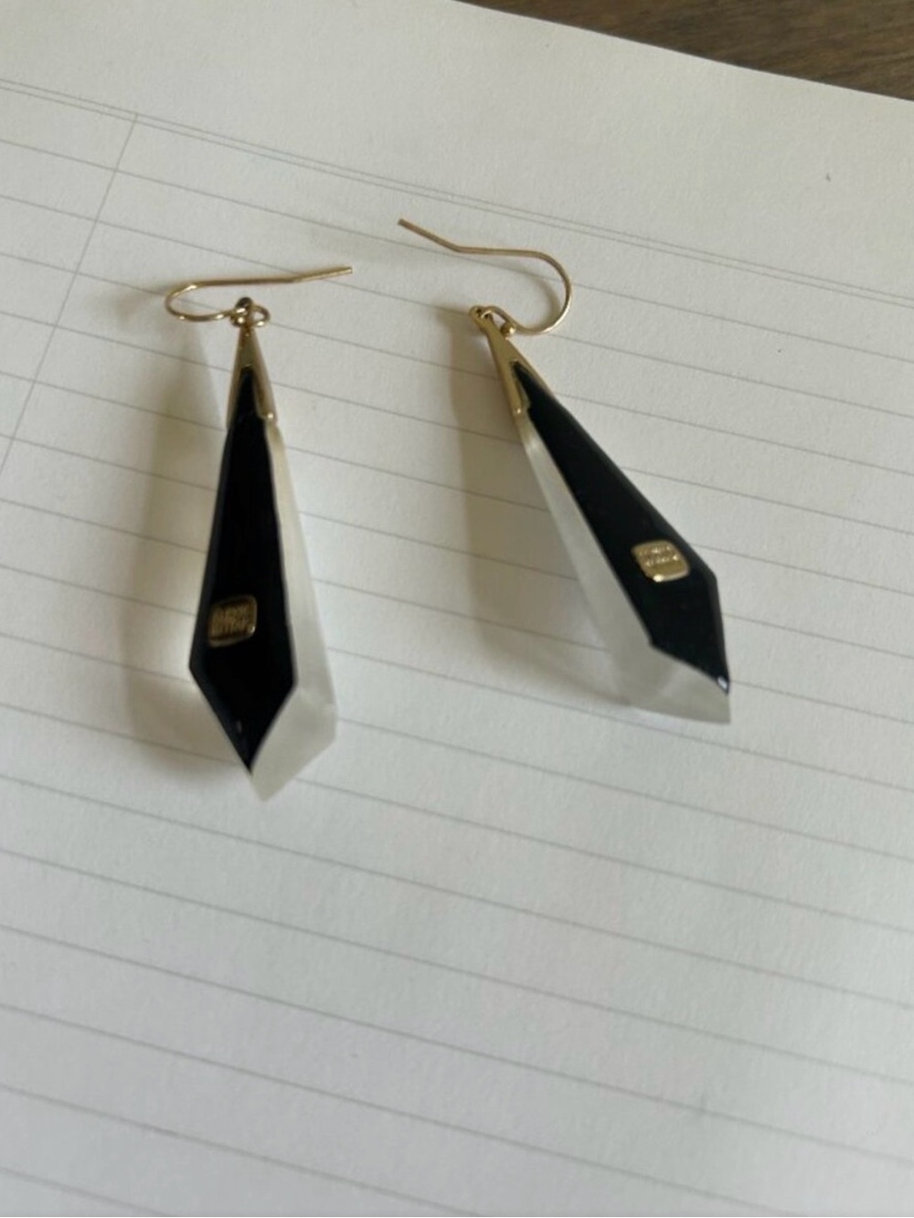 Alexis Bittar Frosted Crystal and Gold Drop Earrings - Picture 2 of 3